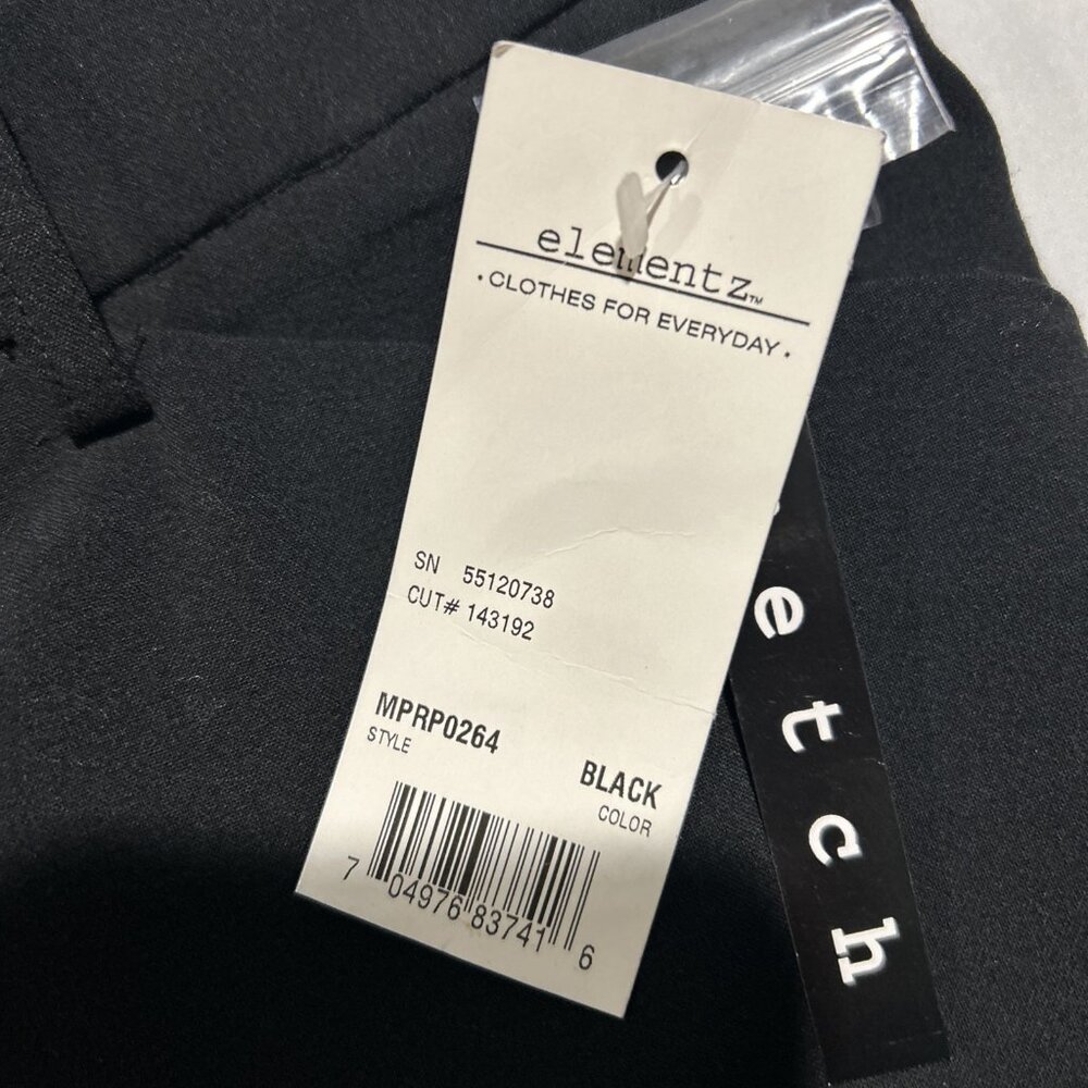 New ELEMENTZ Women's Solid Black Stretch WIDE LEG Dress Pants 10 Zipper - Picture 6 of 8